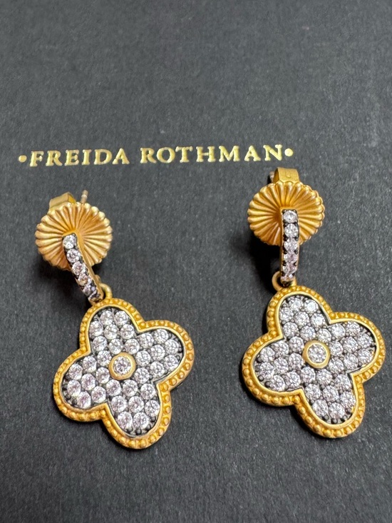 Frieda Rothman Jewelry - Frieda Rothman Brooklyn Mosaic Clover Pave Drop Earrings NWOT